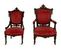 Two Gothic Revival Mahogany Armchairs