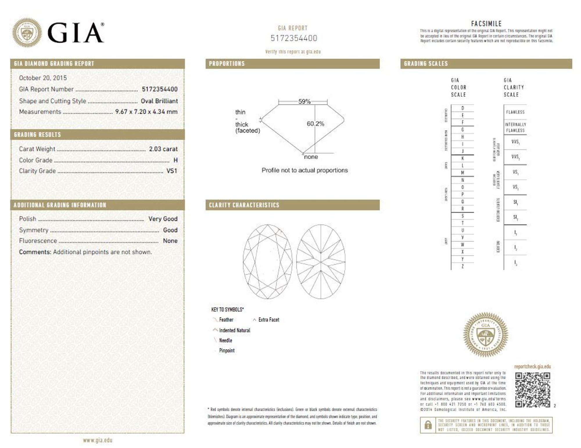 A 2.03 Carat Oval Brilliant Cut Diamond,