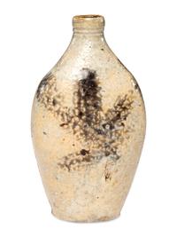 A Manganese 'Leaf' Decorated Stoneware Flask