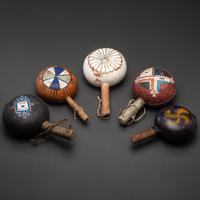 Group of Pueblo Polychrome Gourd Rattles, From the Collection of Dick Jemison, Alabama
