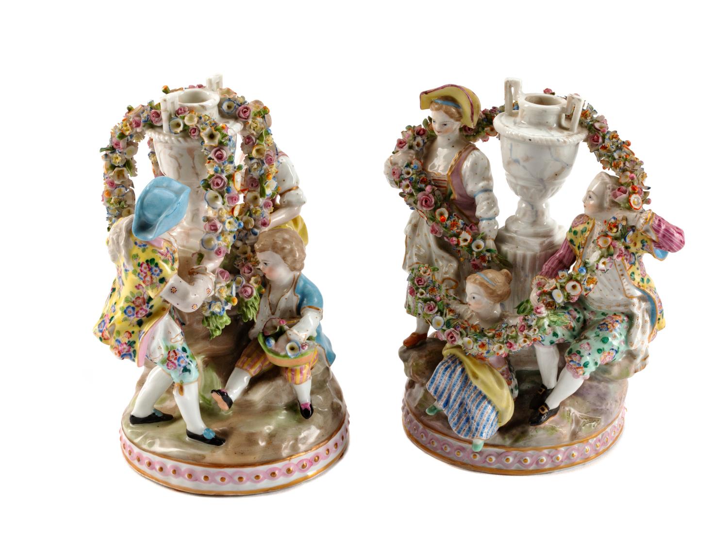 A Pair of German Porcelain Figural Groups — 19TH CENTURY