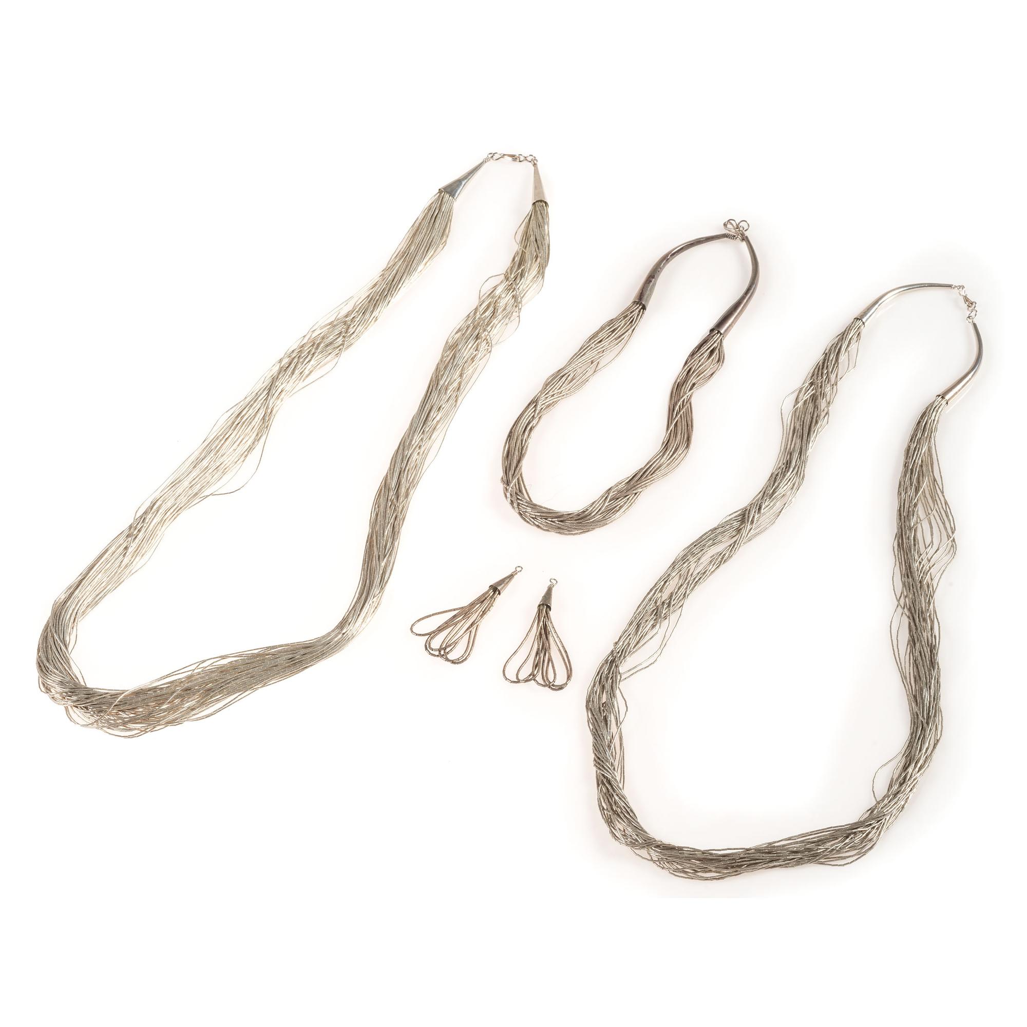 Liquid Silver Necklaces and Earrings
