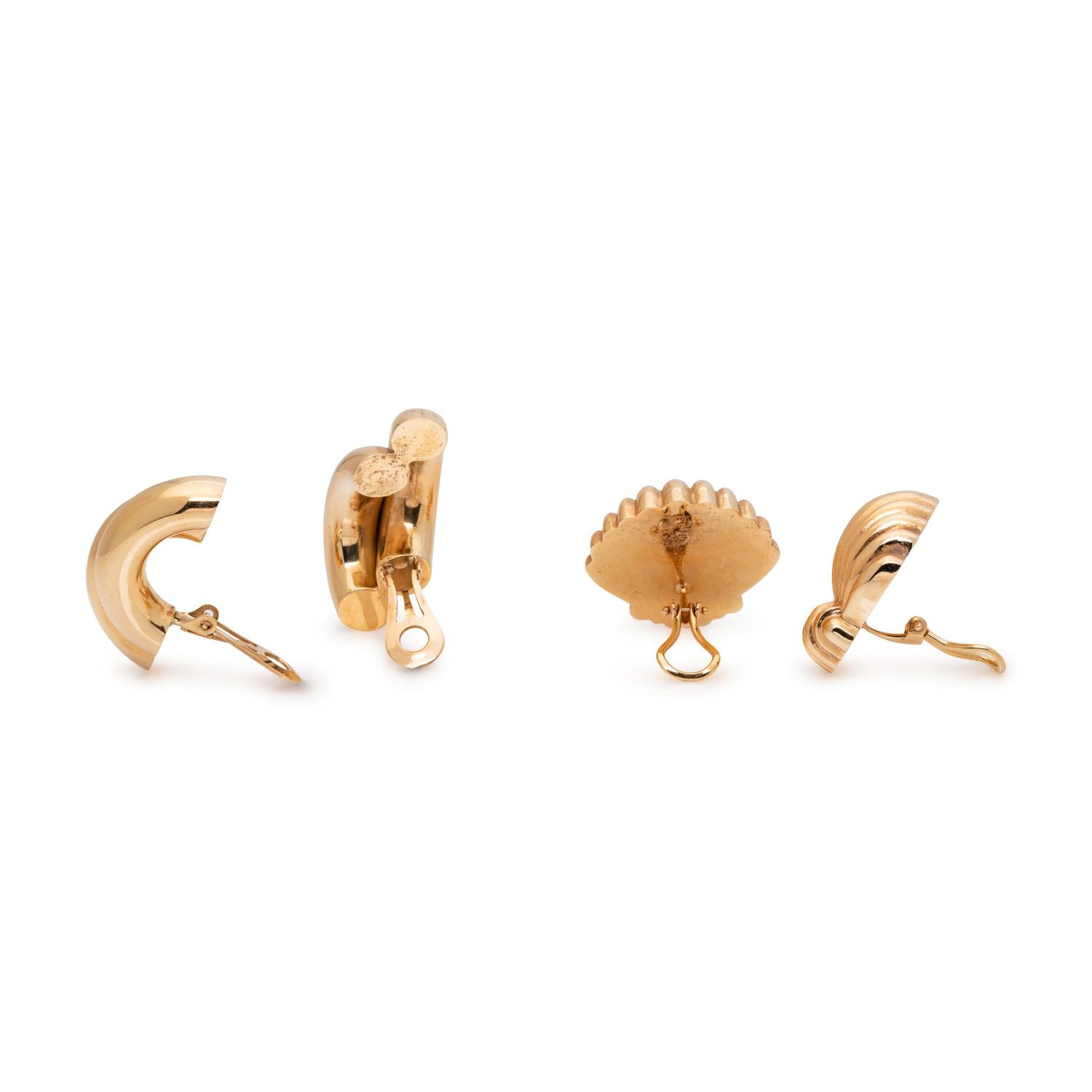 COLLECTION OF YELLOW GOLD EARCLIPS