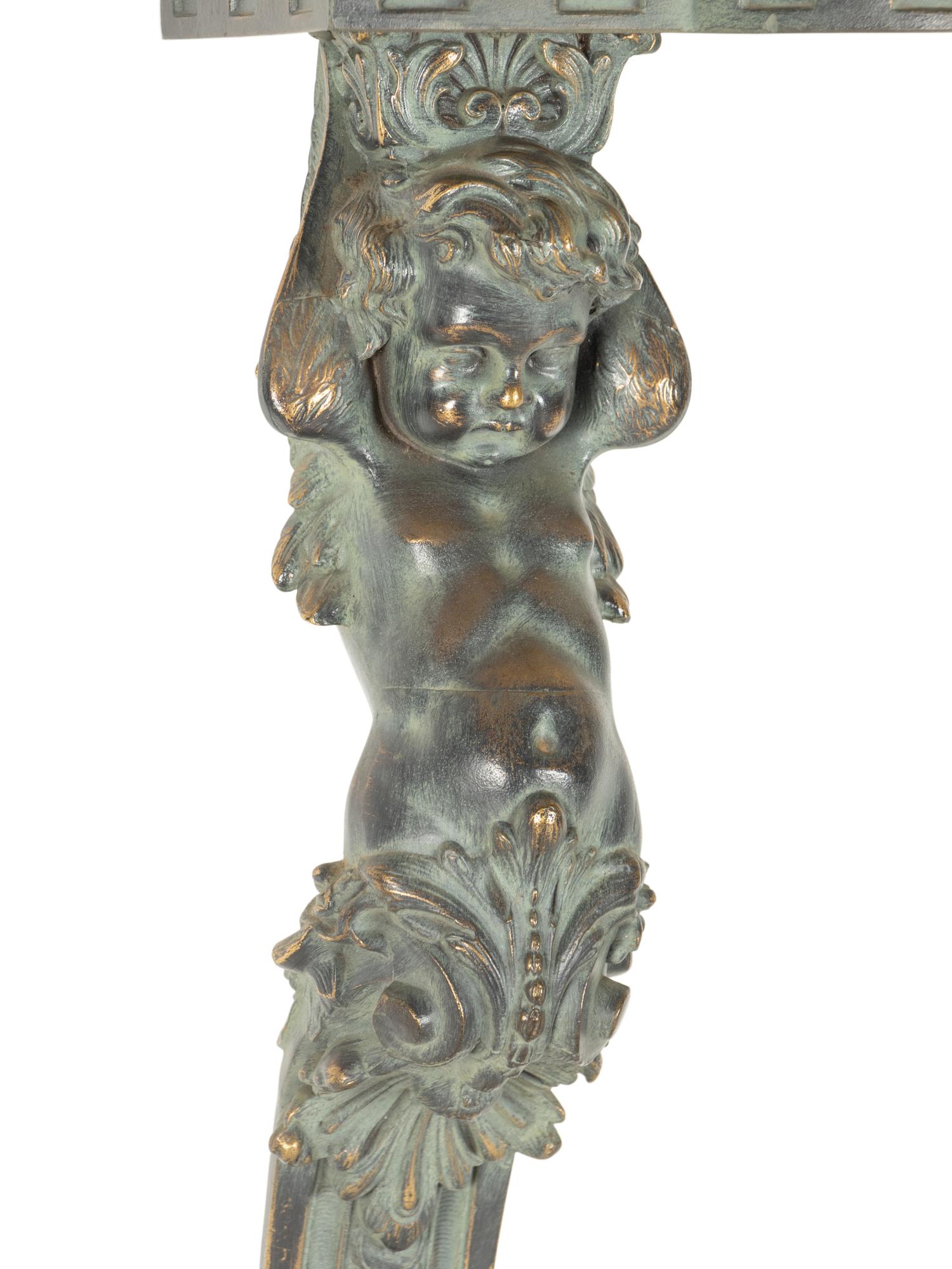 A Louis XVI Style Bronze Mounted Console d'Appliqué