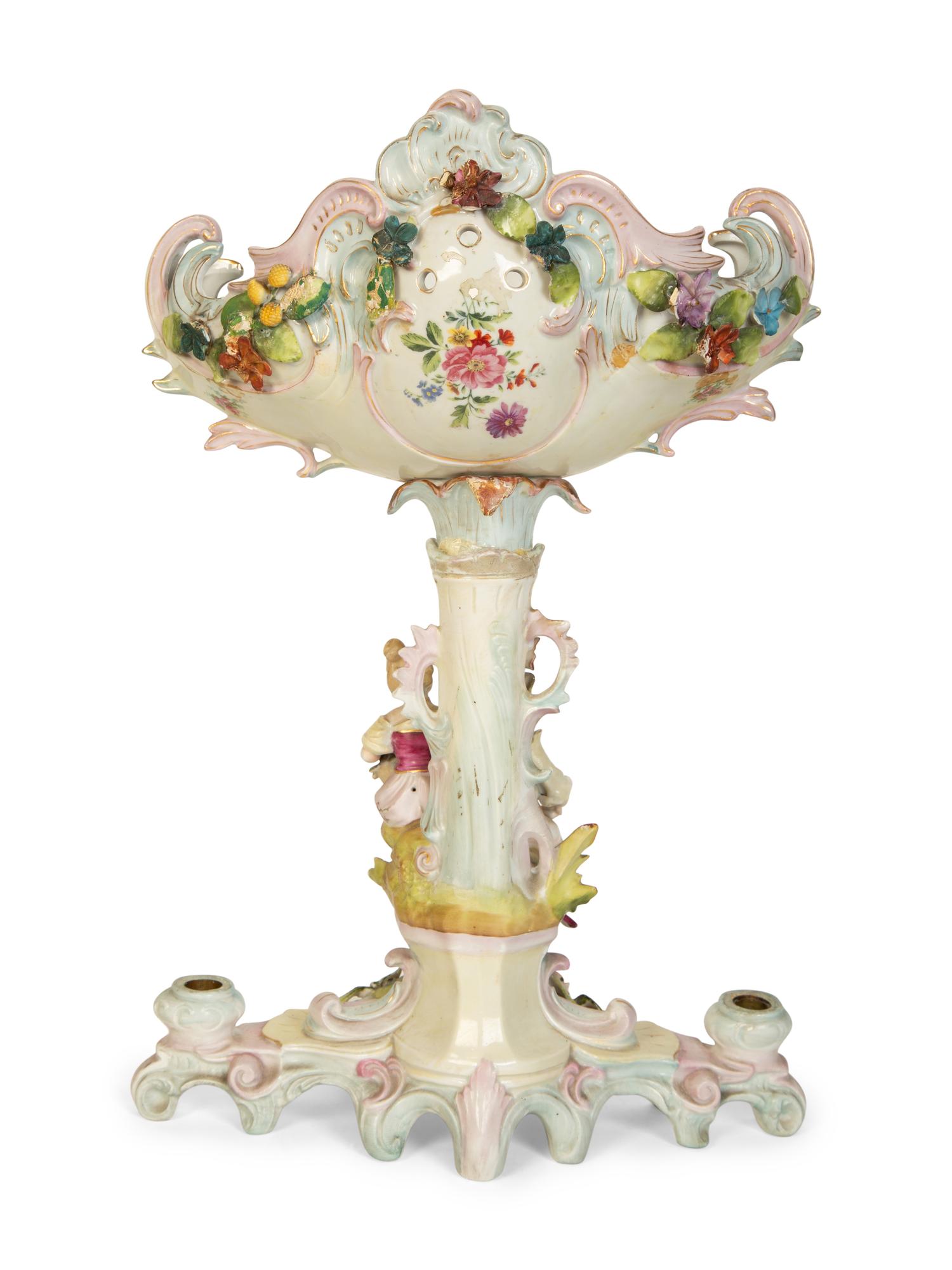 A Group of Six Continental Painted Porcelain Table Articles