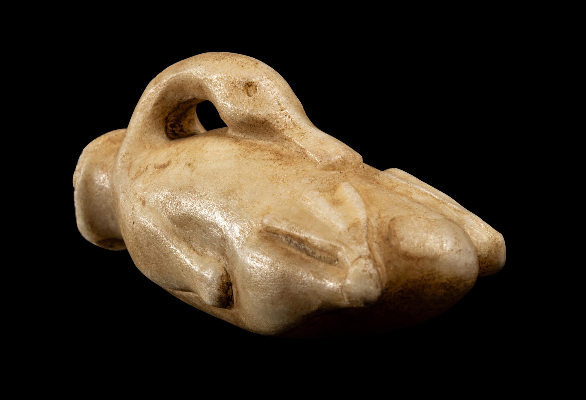 An Egyptian Alabaster Duck Cosmetic Vessel