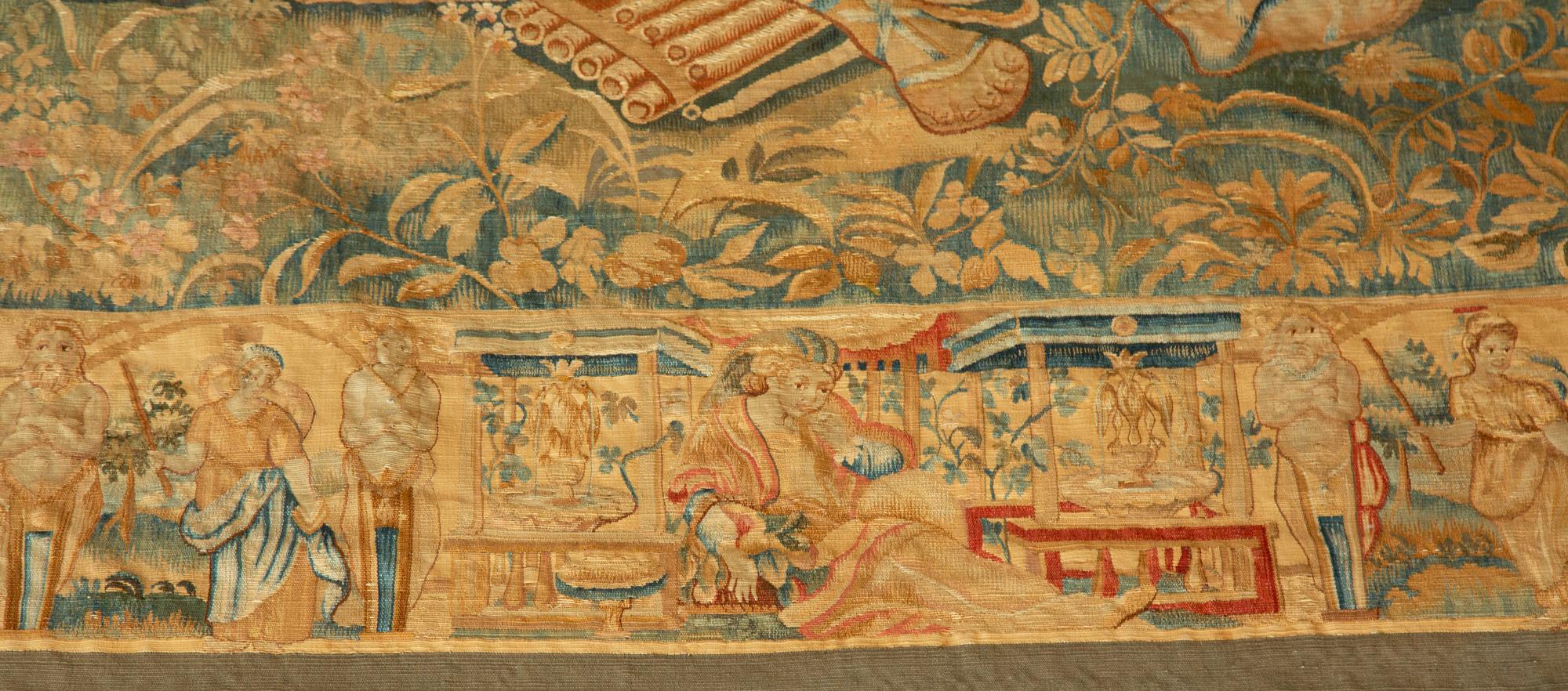 A Flemish Silk and Wool Tapestry Depicting Polyphemus Discovered by Warrior