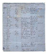 [SLAVERY & ABOLITION]. List of Slaves and Free Negroes found under guard when Brig. Gen'l Martin assumed command at Plymouth, NC. [Plymouth, NC], [1864?]. Manuscript listing over 262 individual African Americans with details.