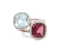 GARAVELLI, PINK TOURMALINE, AQUAMARINE AND DIAMOND RING