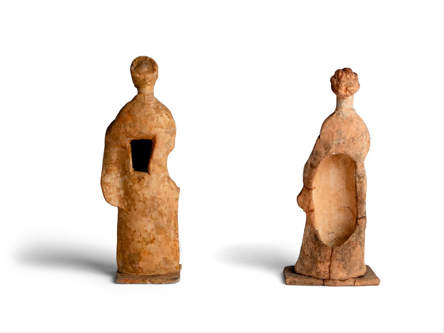 Two Greek Terracotta Standing Female Figures