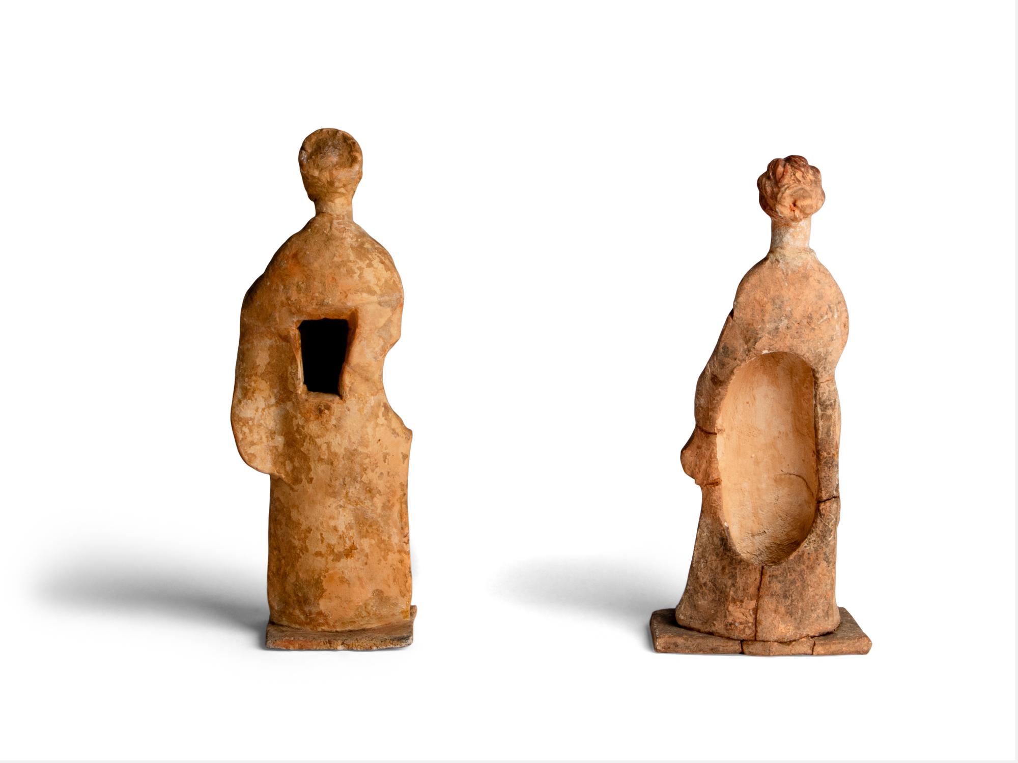 Two Greek Terracotta Standing Female Figures