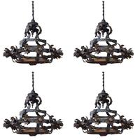 A Set of Four Wrought Iron Chandeliers 24" W x 24" D x 24" H — Continental, Circa 1900