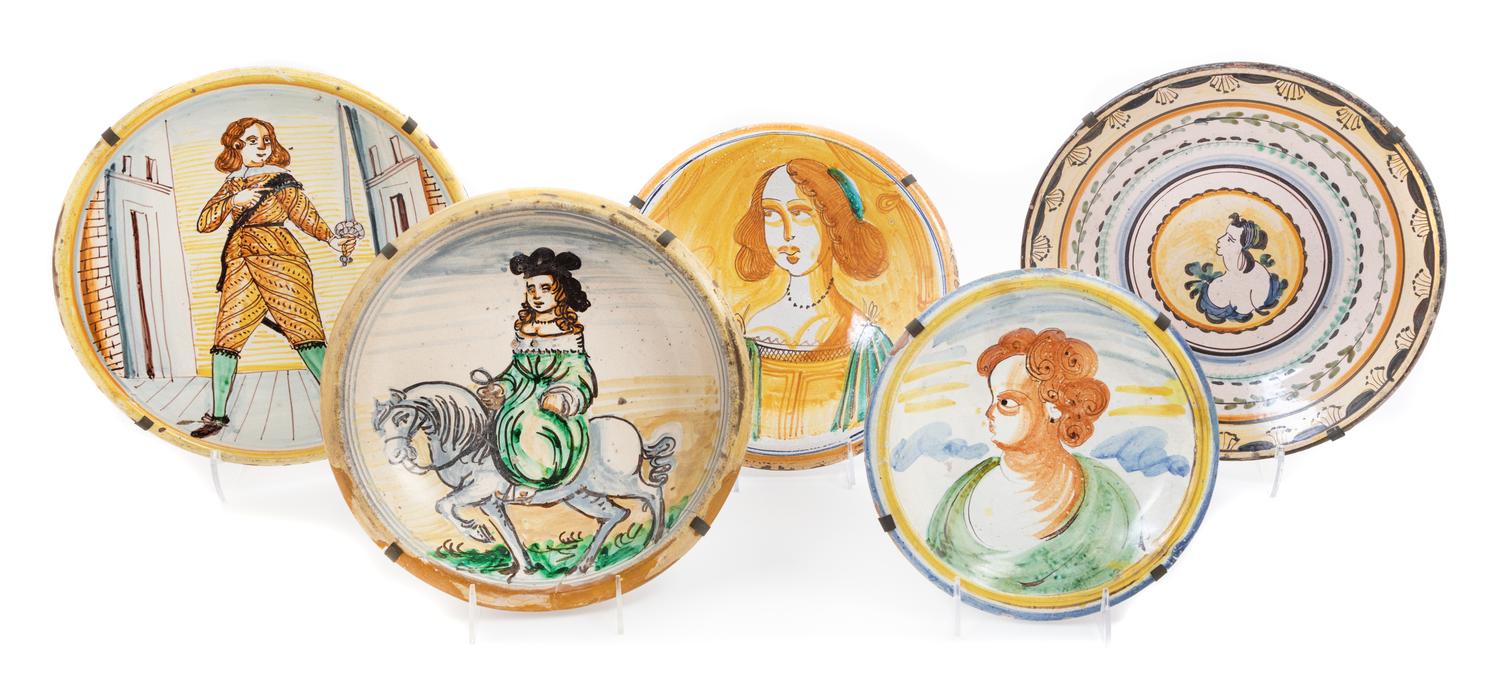 Five Italian Majolica Plates