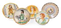Five Italian Majolica Plates
