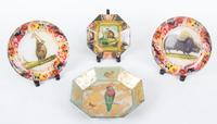 Four Glass Plates with Reverse Printed Images Diameter of largest 8 inches.