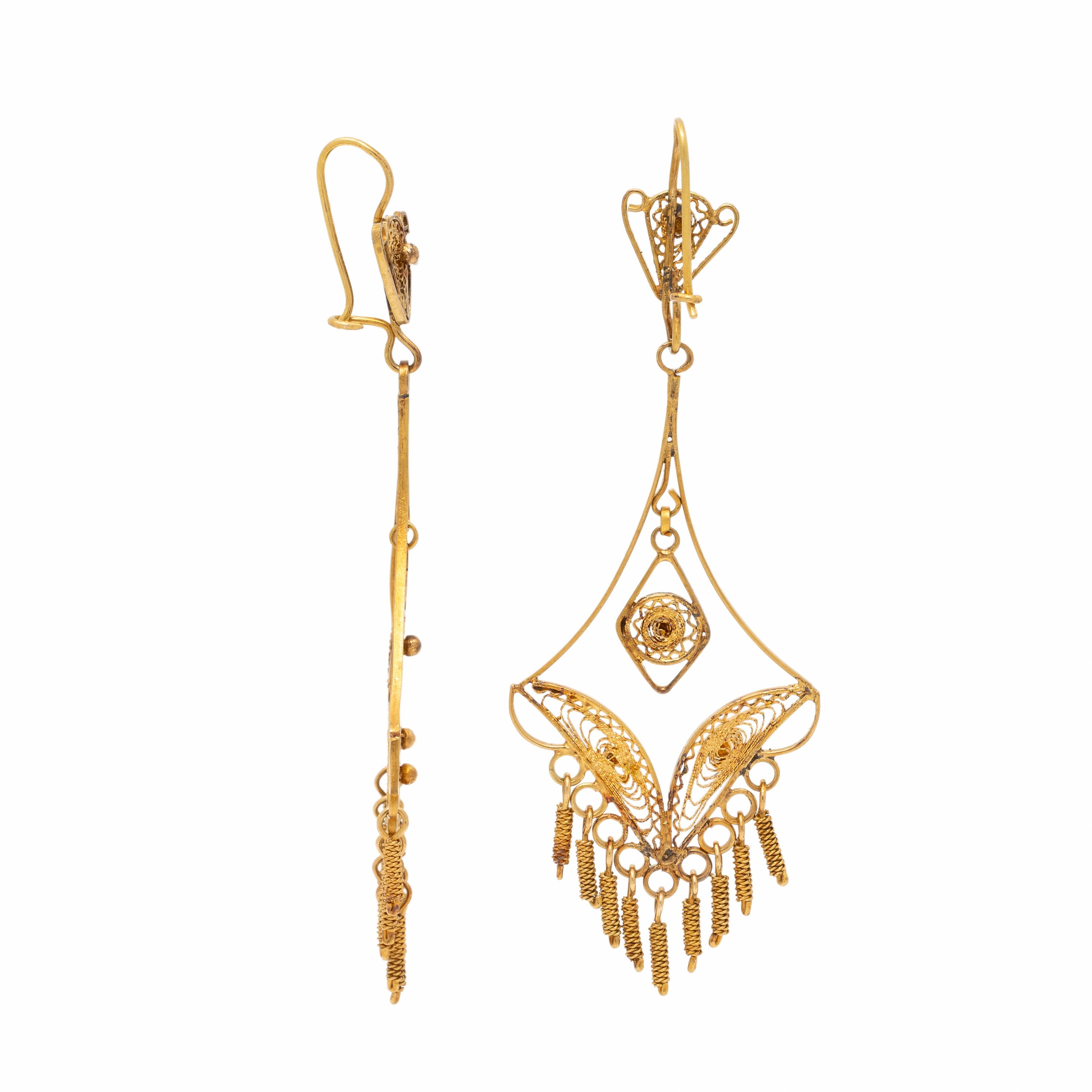 Yellow Gold Pendant Earrings