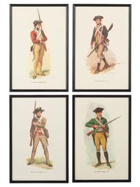 [REVOLUTIONARY WAR]. Set of 12 framed Raymond Desvarreux Larpenteur (1876-1961) military prints.