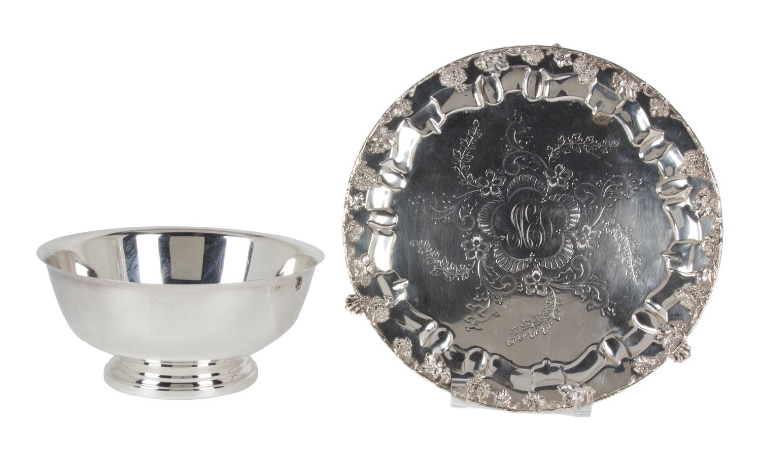 Five Silver Plated Articles Length of longest 18 1/2 inches.