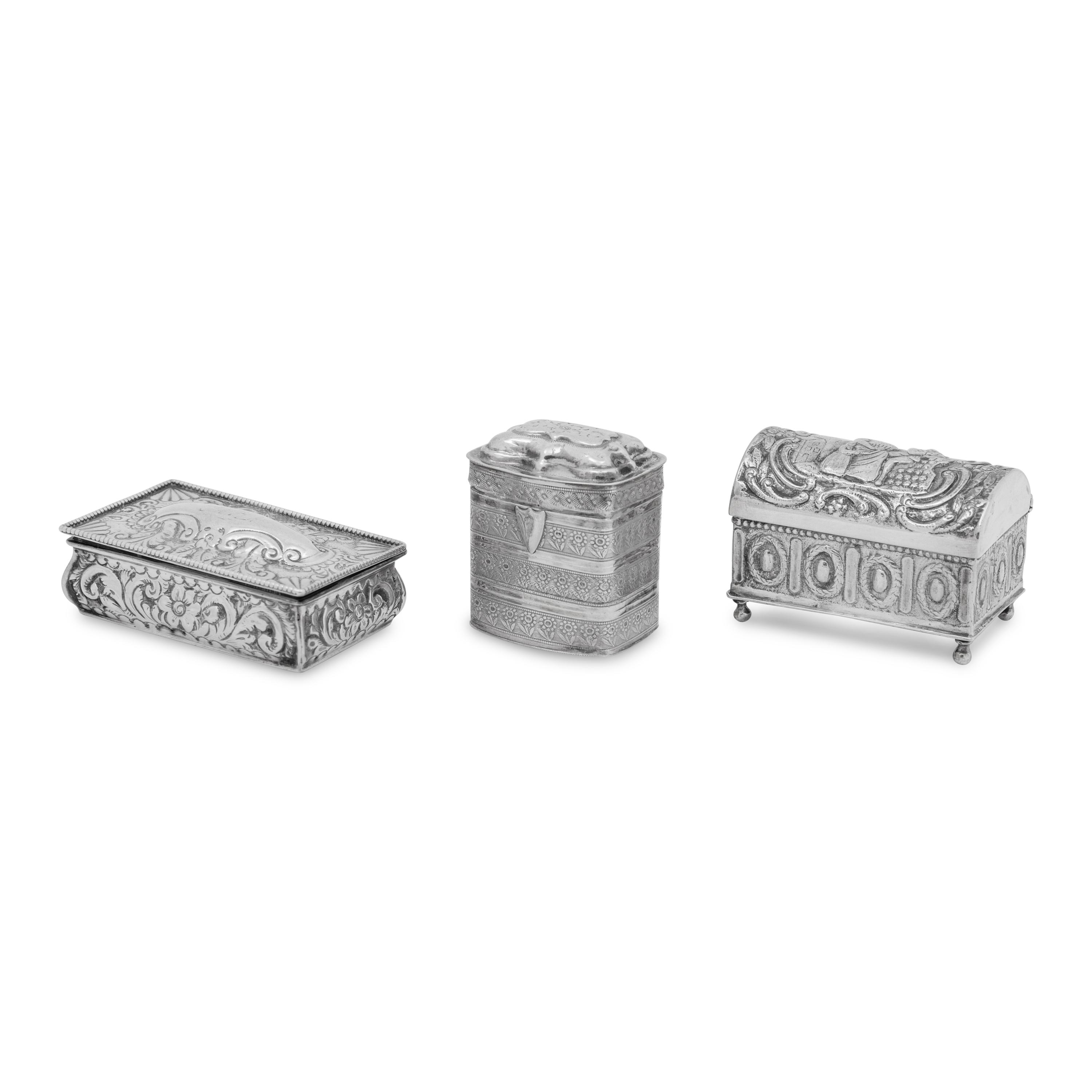 A Group of Three Small Silver Boxes