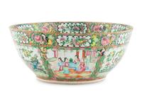A Chinese Export Rose Medallion Punch Bowl