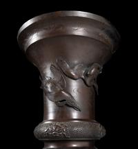 A Large Japanese Patinated Bronze Floor Vase