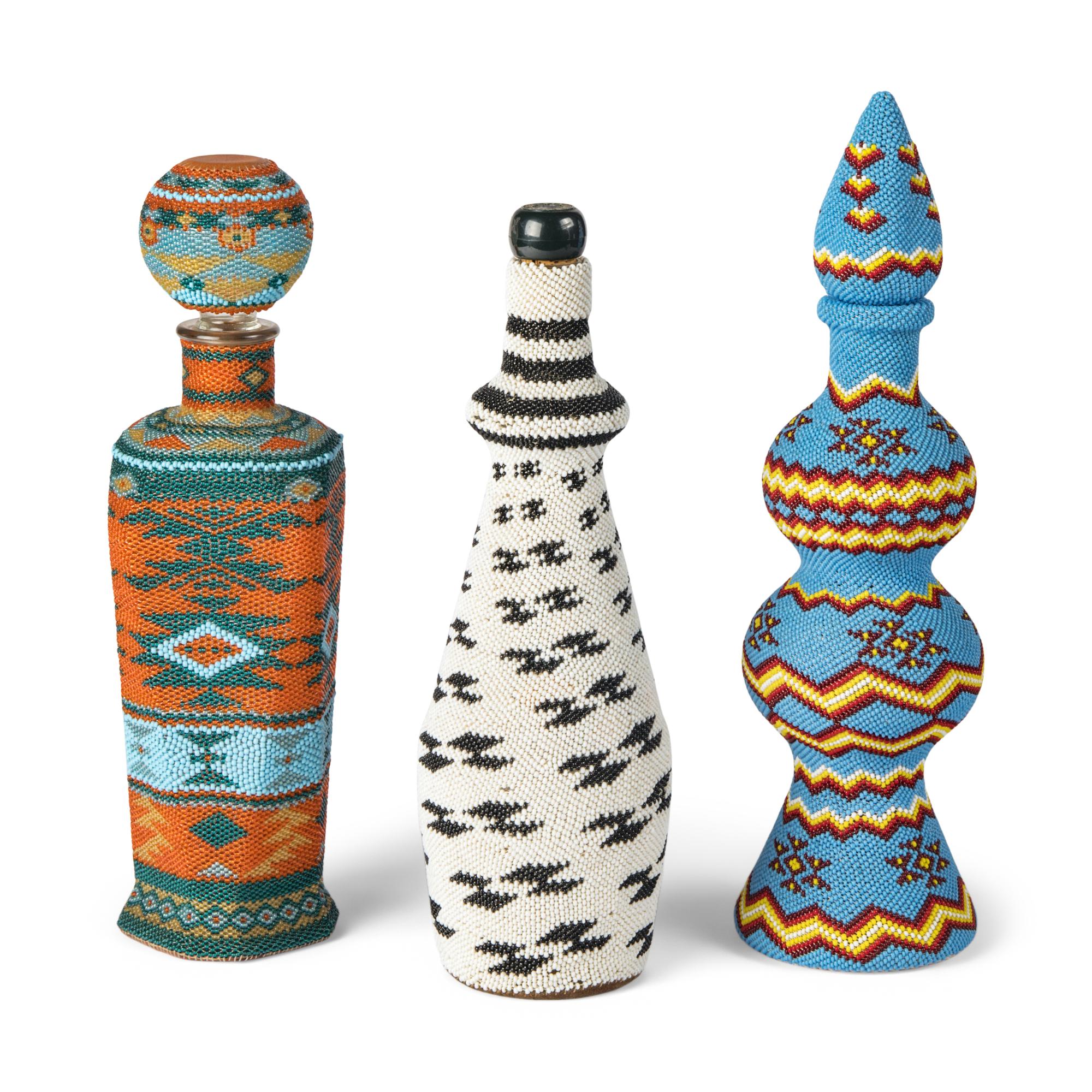 Collection of Paiute Beaded Decanters