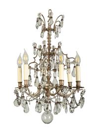 A Silvered Metal Six-Light Chandelier