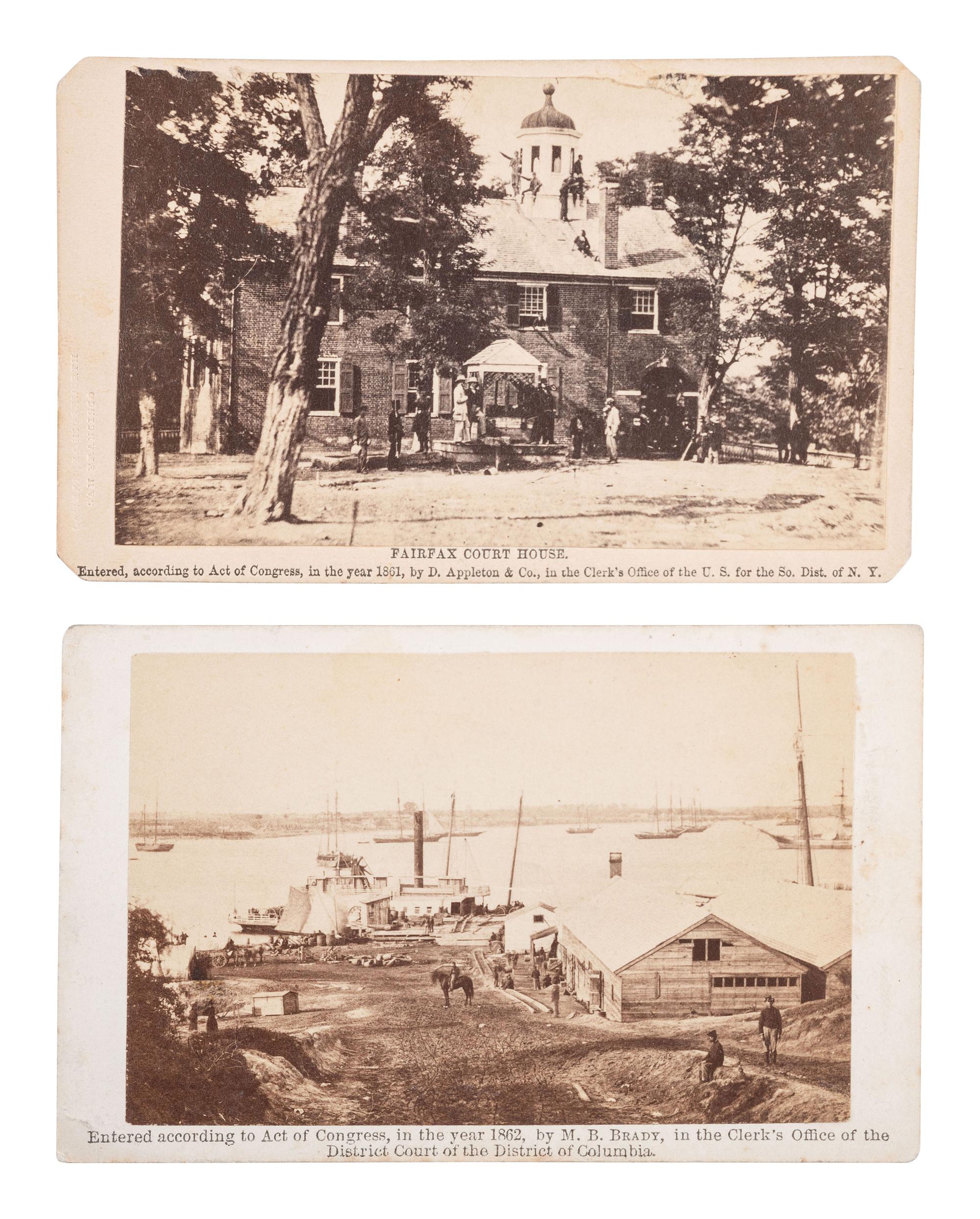 [CIVIL WAR]. BRADY, Mathew, photographer. 2 CDVs of military activity in Virginia.