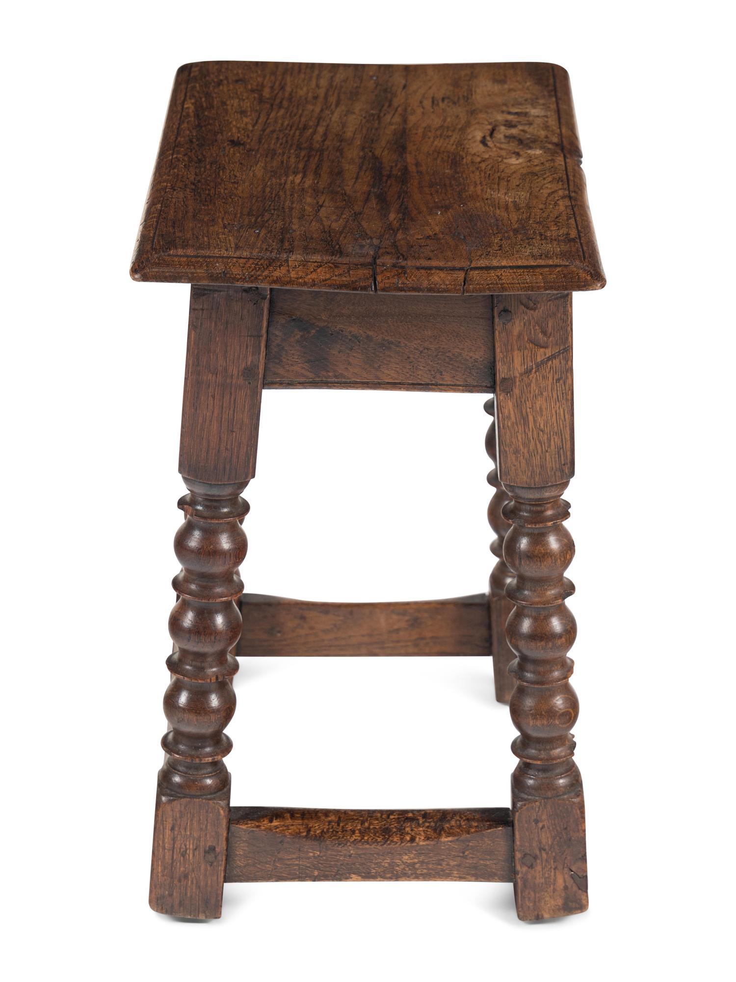 A William and Mary Oak Joint Stool