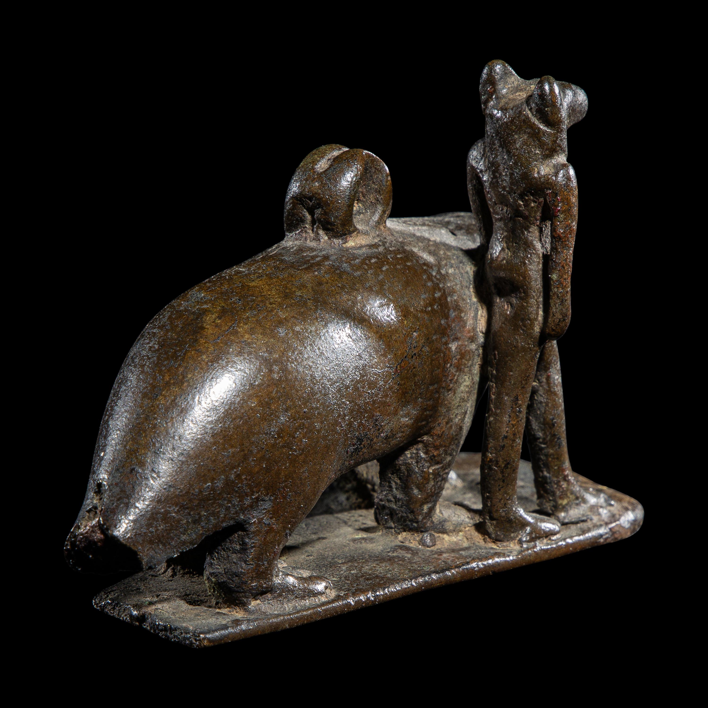 An Egyptian Bronze Anubis and Ichneumon