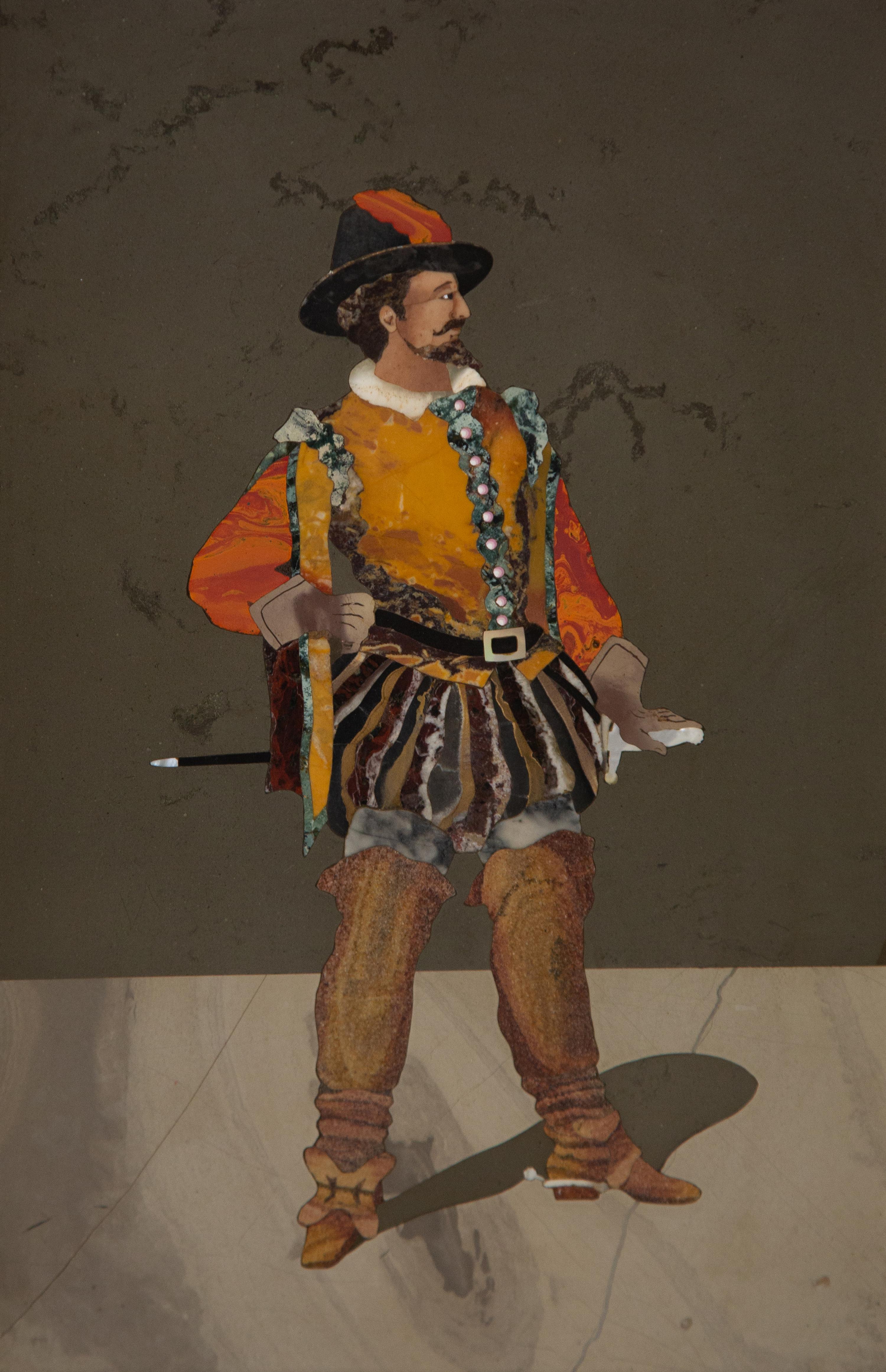 An Italian Pietra Dura Plaque Depicting a Swiss Guard