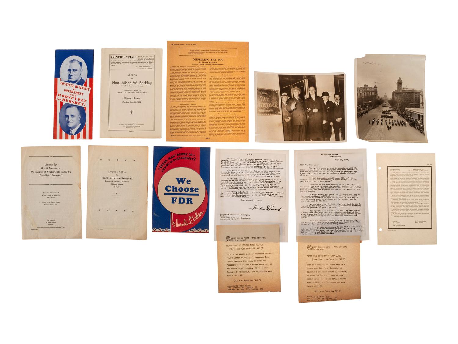 [ROOSEVELT, Franklin Delano (1882-1945). A large group of broadsides, pamphlets, tickets, and other campaign ephemera.