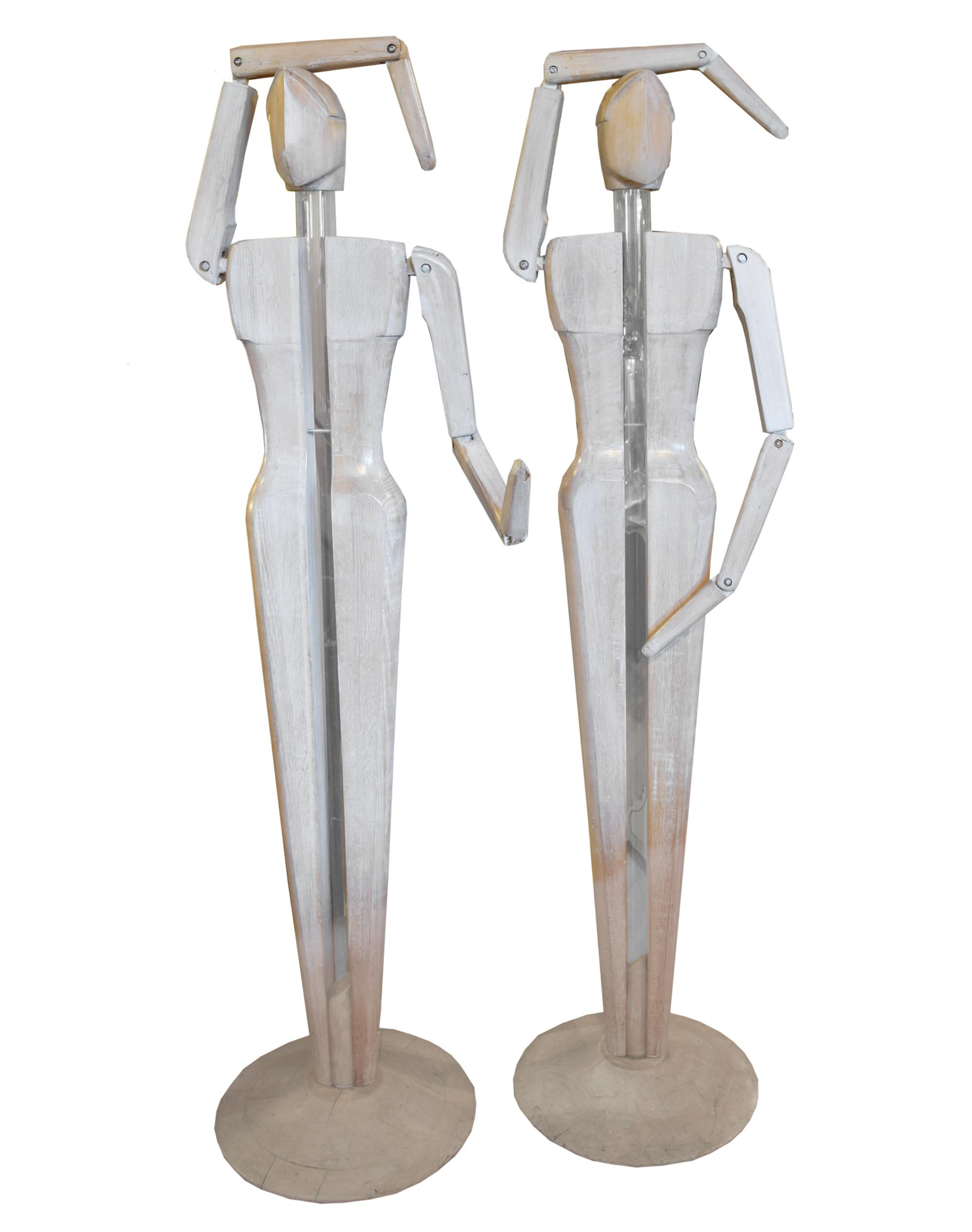 An Oak and Plexiglass Mannequin by Edouard Levine 18" W x 18" D x 69" H, — France, Circa 1995