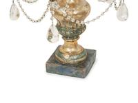 A Pair of Louis XV Style Cut Glass Five-Light Girandoles in Silvered Wood Bases