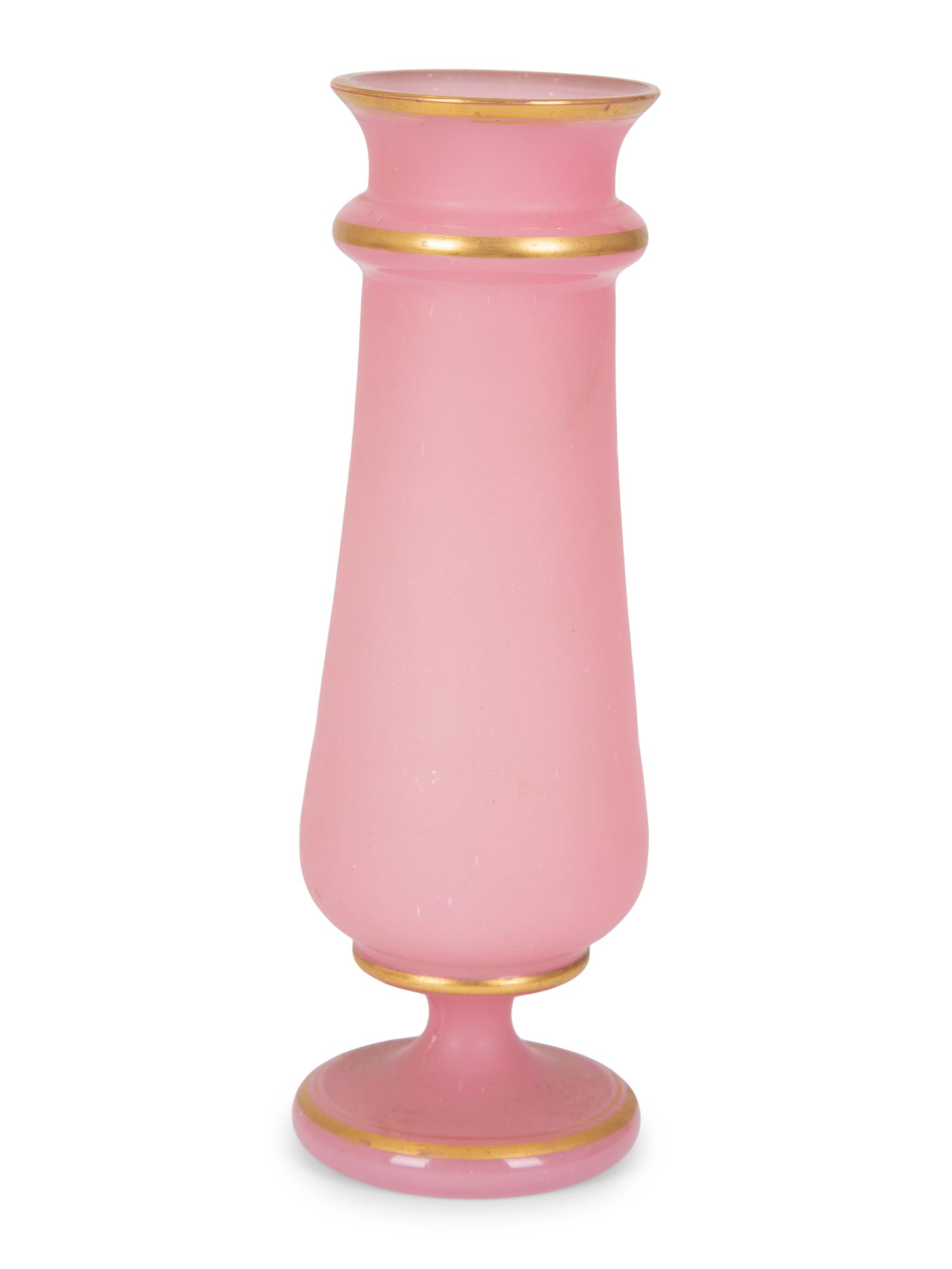 Two French Opaline Glass Vases and a Decanter — 19TH CENTURY