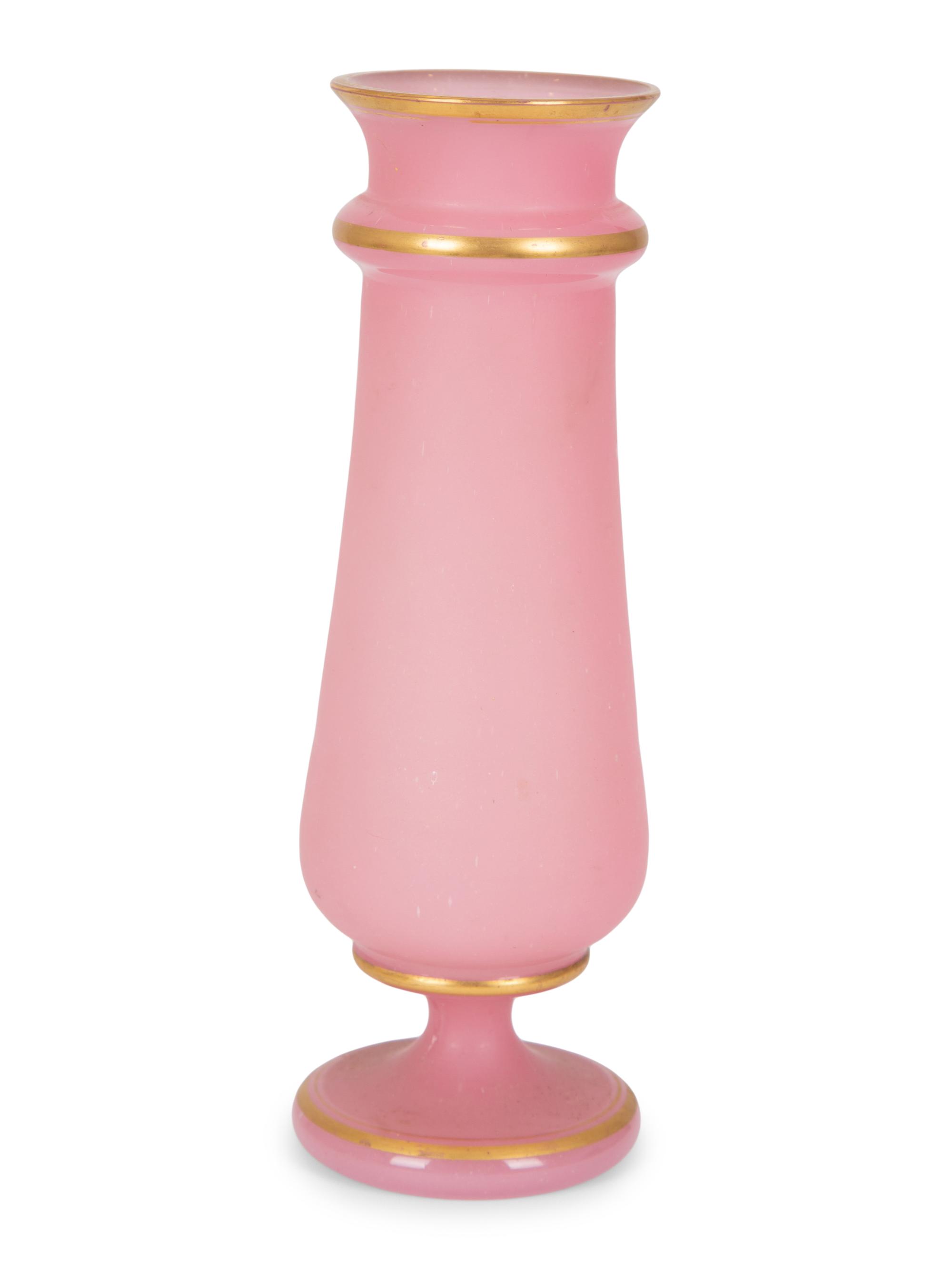 Two French Opaline Glass Vases and a Decanter — 19TH CENTURY