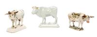 Three Dutch Delft Models of Standing Cows Height of tallest 7 inches. — CIRCA 1760
