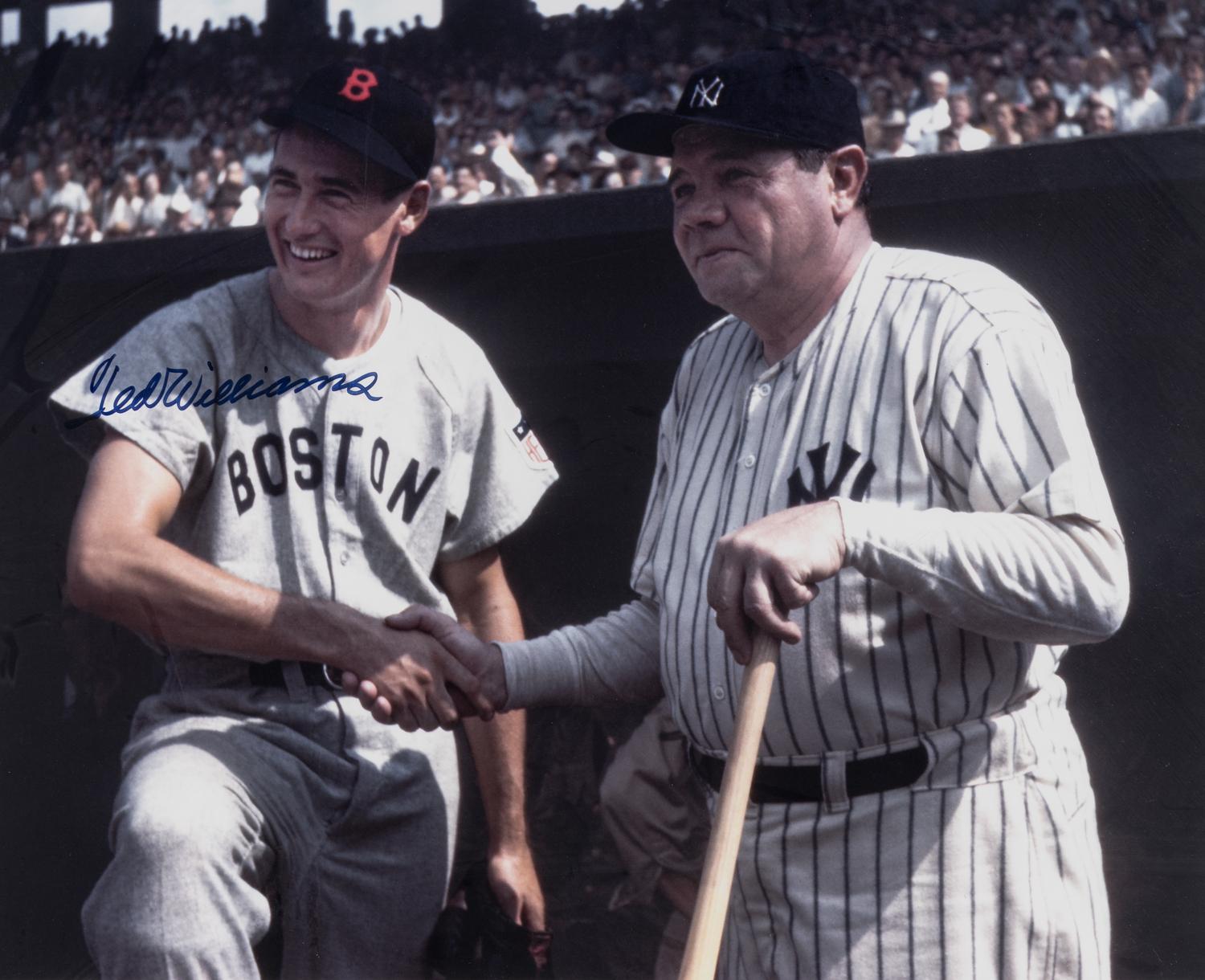 A Ted Williams Signed Autograph Oversized Photograph (With Babe Ruth),