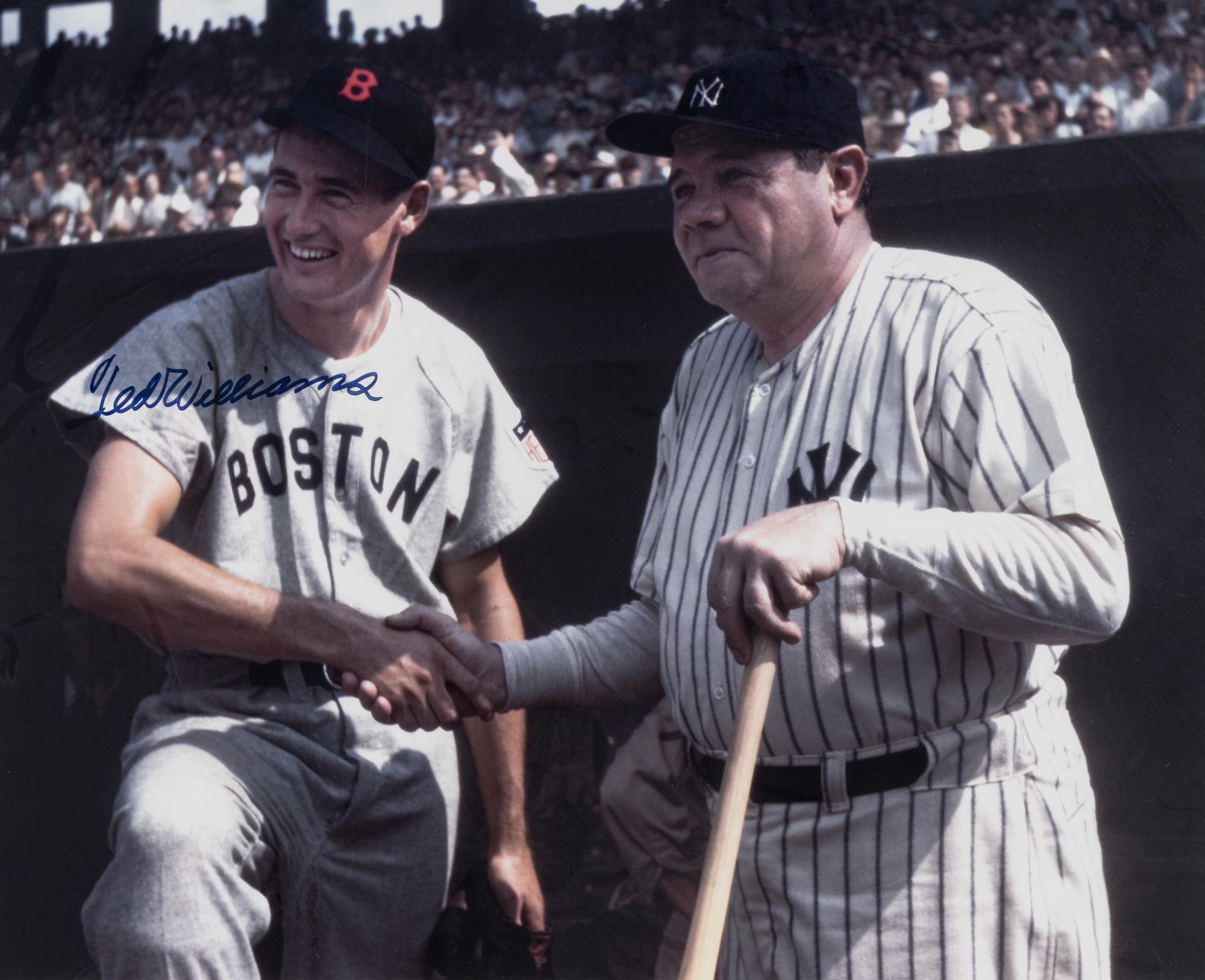 A Ted Williams Signed Autograph Oversized Photograph (With Babe Ruth),