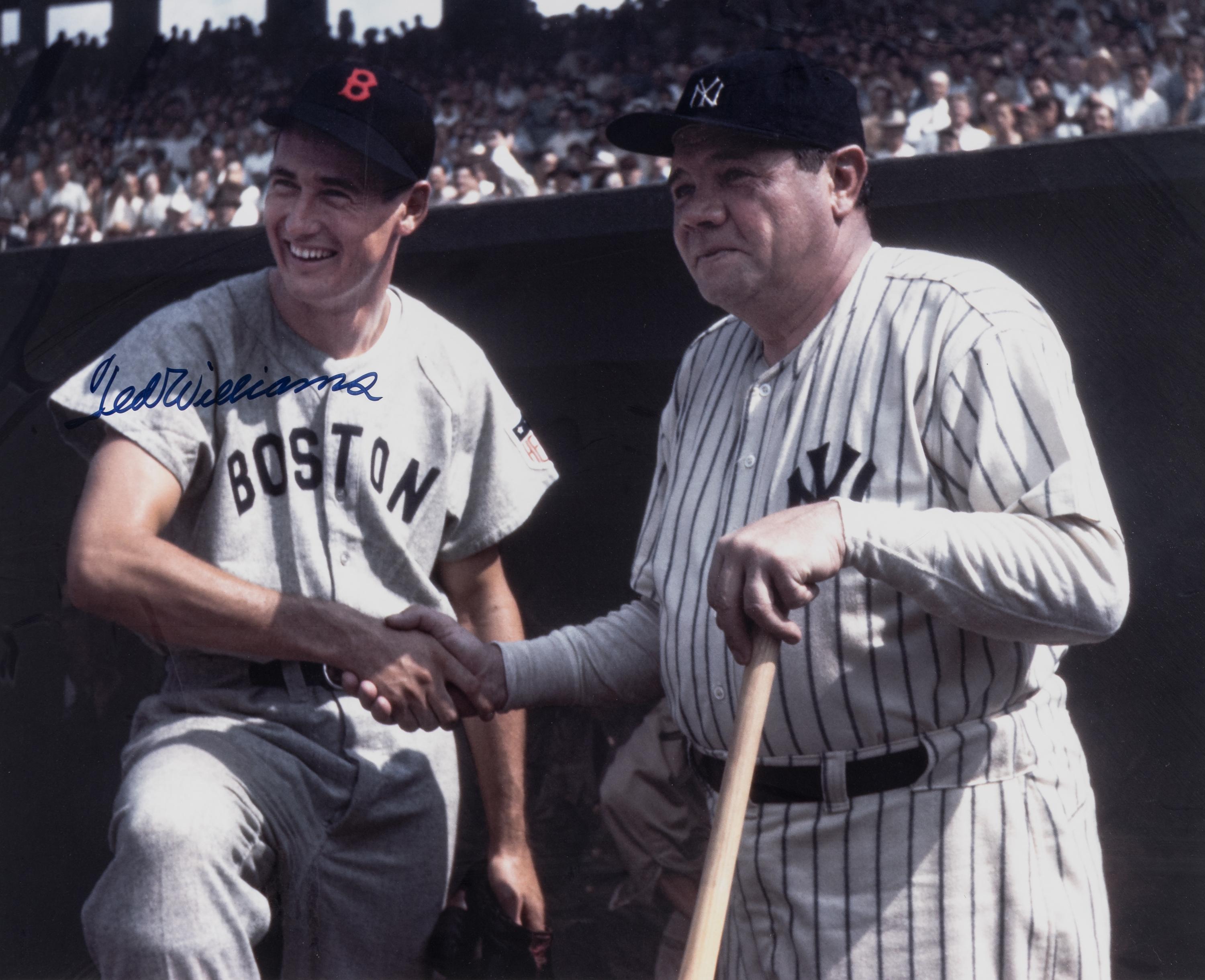 A Ted Williams Signed Autograph Oversized Photograph (With Babe Ruth),