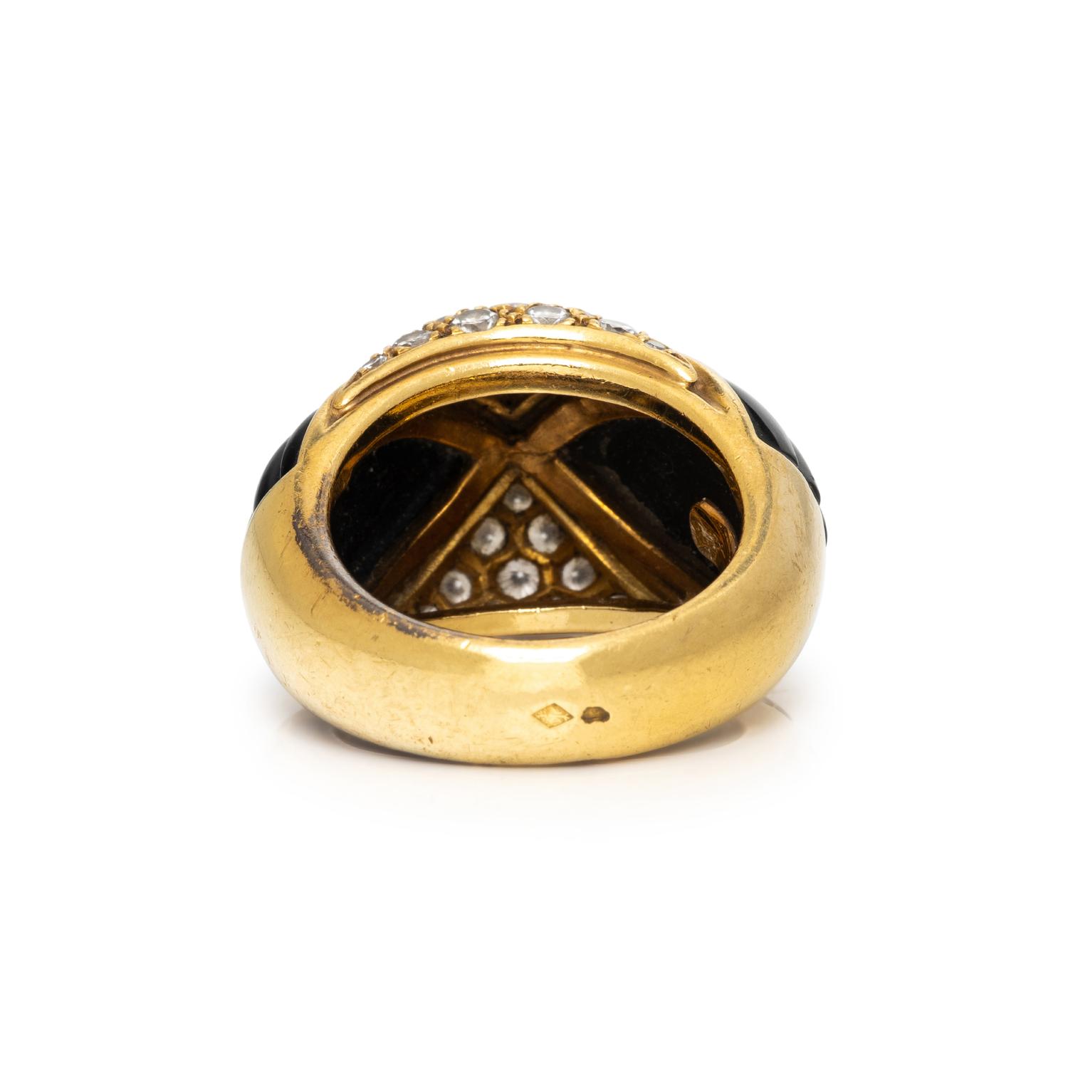 MAUBOUSSIN, FRENCH, BLACK ONYX AND DIAMOND RING