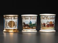 Three Firefighter's Porcelain Occupational Shaving Mugs