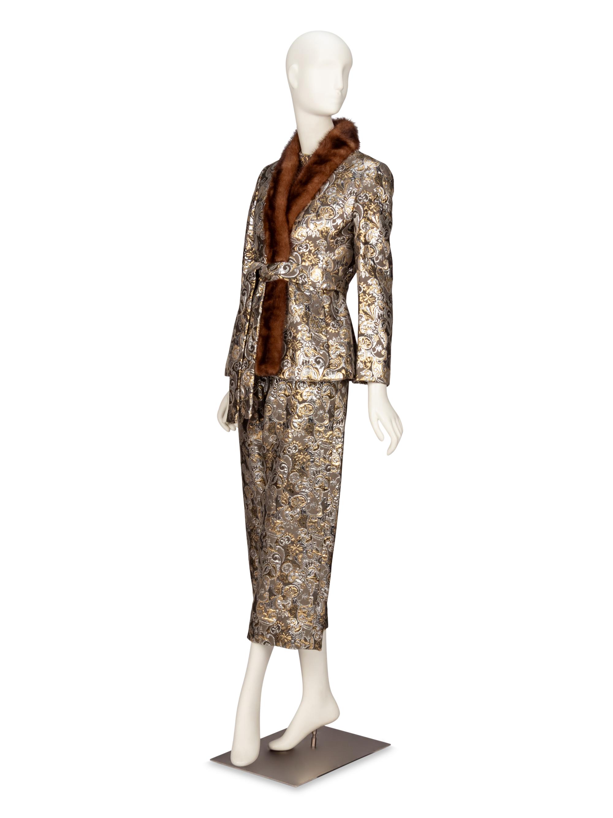 MOLLIE PARNIS, BROCADE JUMPSUIT ENSEMBLE