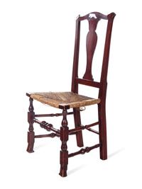 A Pair of American Side Chairs with Woven Seats Together with a Ladder Back Chair