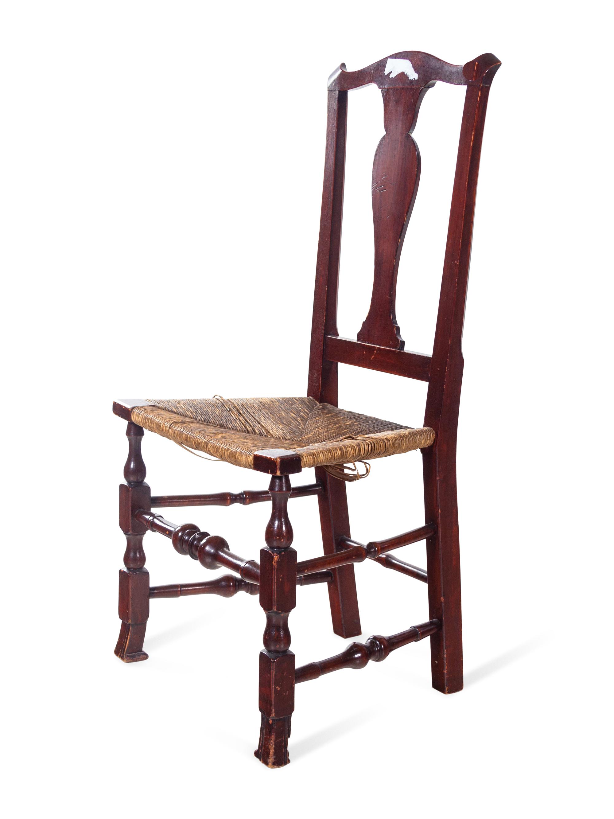 A Pair of American Side Chairs with Woven Seats Together with a Ladder Back Chair
