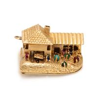 Multigem and Yellow Gold House Charm