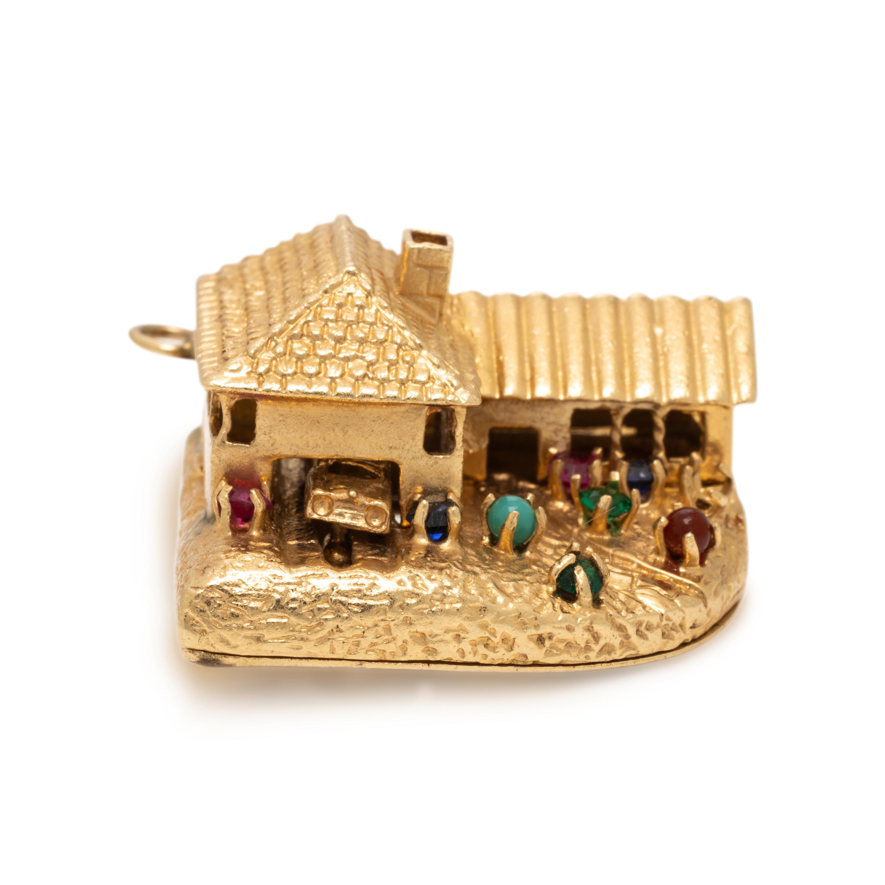 Multigem and Yellow Gold House Charm