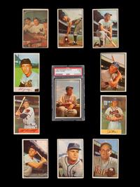 A Group of 11 1953 and 1954 Bowman Baseball Cards (Including Mickey Mantle),