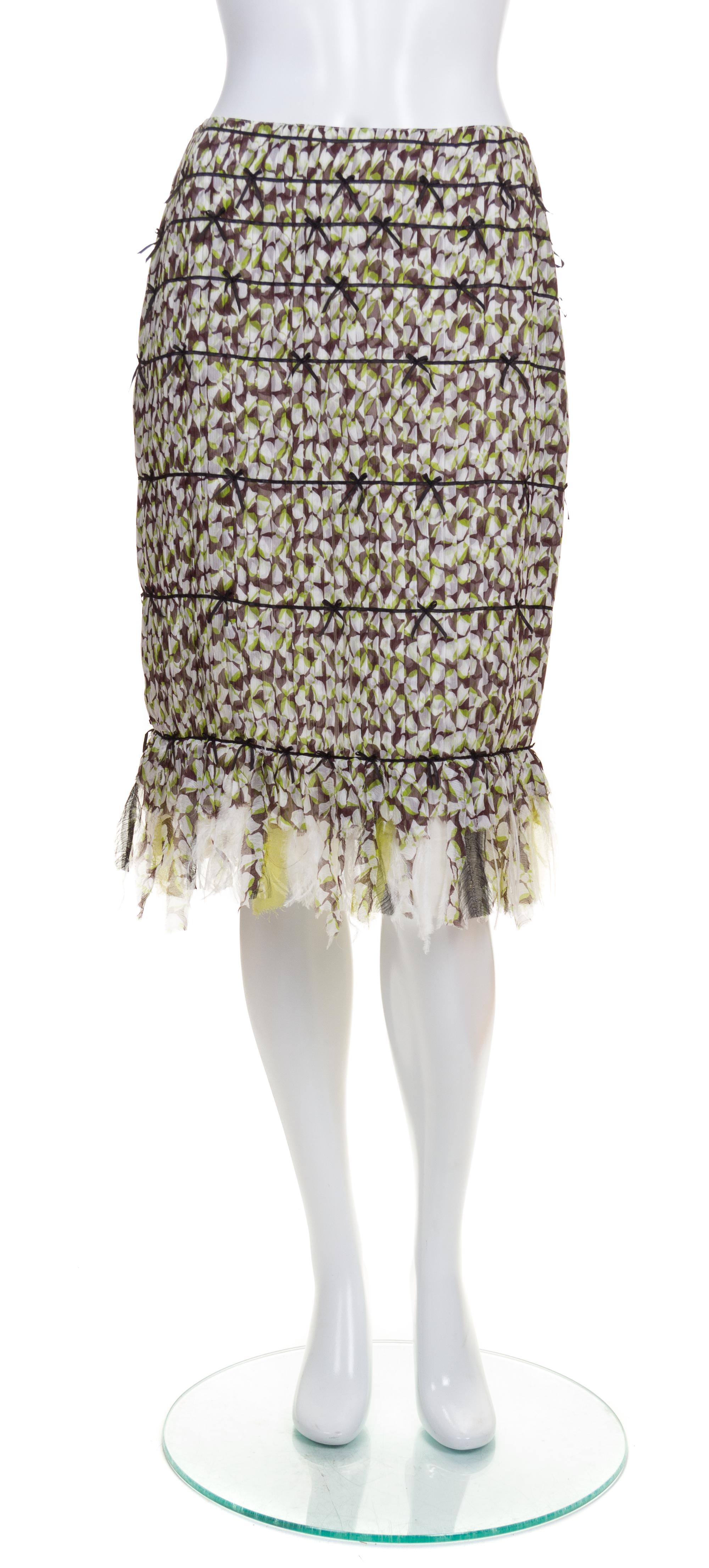 An Oscar de la Renta Multicolor Pleated Skirt,