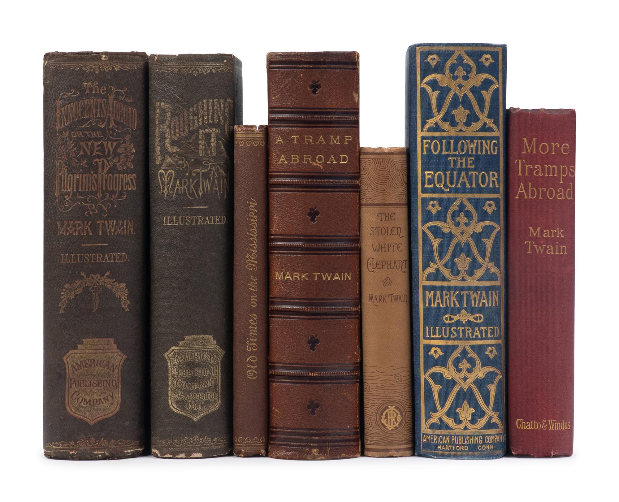 CLEMENS, Samuel L. ("Mark Twain") (1835-1910). A complete collection of Twain's travel titles, comprising, 7 FIRST EDITIONS: